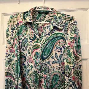 Zara multi color button down blouse